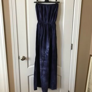 EUC! Blue tie-dyed strapless boho-chic dress